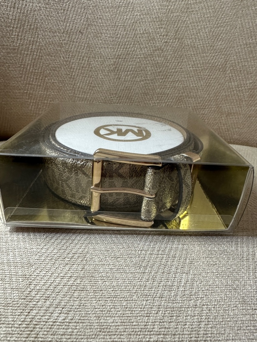 Michael Kors  Metallic Monogram Belt in Gold and Black